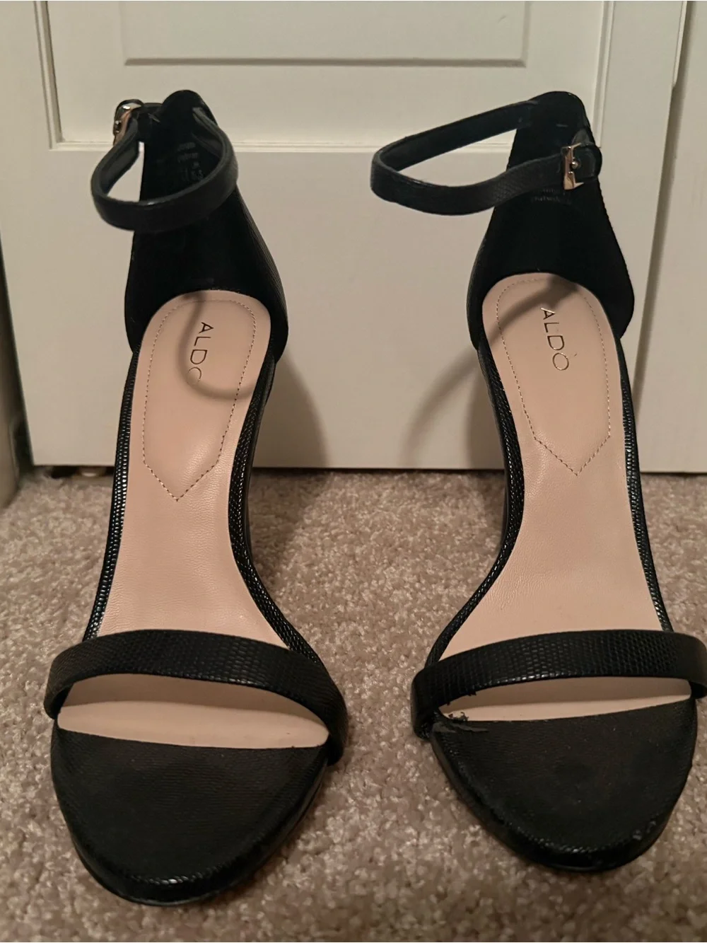 ALDO Black Open-Toe Ankle-Strap Heels